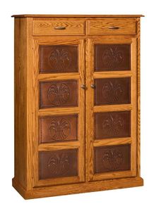 a wooden cabinet with two doors and four drawers