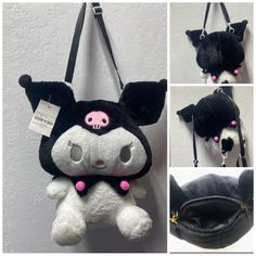 (New) Comes With Tags And Package - Sanrio Kuromi In Black - Comes With Two (2) Black Adjustable And Removable Straps - One Zipper - Can Make Into Backpack Or Handbag Kawaii Black Standard Backpack, Black Kawaii Standard Backpack, Black Kawaii Style Standard Backpack, Cute Black Satchel Backpack, Black Satchel Backpack Cute Style, Black Kawaii Backpack Shoulder Bag, Black Kawaii Shoulder Bag With Adjustable Strap, Cute Black Shoulder Bag With Detachable Strap, Black Kawaii Backpack