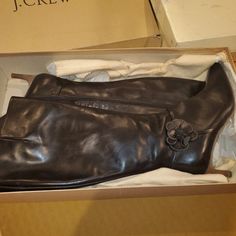 Never Worn. 1 Inch Heel. Cozy Clothing, Croc Heels, Tall Brown Leather Boots, Riding Boots Fashion, Kitten Heel Boots, Tall Brown Boots, Velvet Boots, High Leather Boots, Genuine Leather Boots