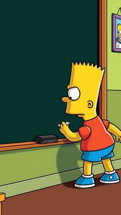 a cartoon character writing on a blackboard