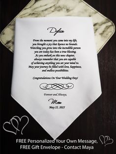 Your son's wedding is an undeniably special and important occasion.  Naturally, you want to show your support by giving him a gift that thoughtfully  expresses your feelings of love, joy and pride.  But we know that picking the perfect present for your little boy's big day  isn't always the easiest task.  That's why printed handkerchief is wedding gift ideas for parents who are celebrating their sons.  Get inspired by the types of gifts that tend to be the biggest hits,  from practical presents Son On His Wedding Day, Gift Ideas For Parents, Congratulations On Your Wedding Day, Ladies Handkerchiefs, Wedding Gift Ideas, Handkerchief Men, The Big Hit, Best Wedding Gifts, To My Son