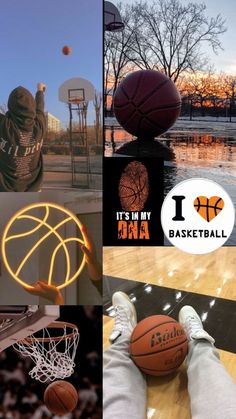 there are many different pictures with basketballs on them