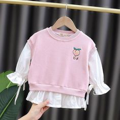 Sweatshirts for Toddler Girl - PrettyKid Cute Long Sleeve Blouse For School, Cute Cotton Fall Blouse, Cute Pink Patchwork Tops, Cute Tops For School In Fall, Cute Fall School Tops, Long Sleeve Tops For School In Summer, Long Sleeve Summer School Tops, Long Sleeve Summer Tops For School, Playful School Top For Fall