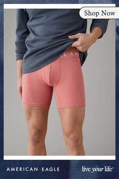 Stretchy cotton blend for comfort and retention/Soft anti-roll waistband/Functional fly/Comfortable,  supportive contoured pouch/Flat cover stitching eliminates visible lines and excess bulk Boxer Briefs, Stretch Cotton, Women's Jeans, American Eagle Outfitters, American Eagle, Stitching, Women Jeans, Cotton Blend, Pouch