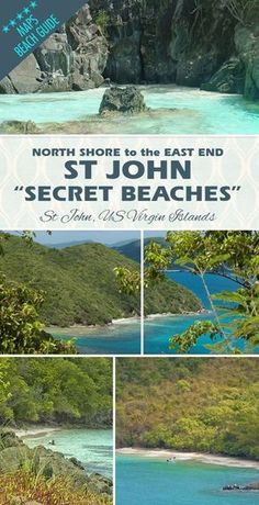 an advertisement for the north shore to the east end of st john's secret beaches