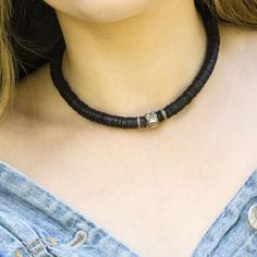 "What a modern and clean look at a traditional tribal jewelry! Black African vinyl beads are combined with rose cut diamonds bead and 2 pave diamond rondelle spacers. Layer this choker with: https://www.etsy.com/listing/529499887/diamond-spike-necklace-diamond-statement?ga_search_query=spike&ref=shop_items_search_8&frs=1 or: https://www.etsy.com/listing/515707336/diamond-skull-enamel-diamond-pendant?ga_search_query=choker&ref=shop_items_search_21&pro=1&frs=1 Necklace: 14\" pl Black Jewelry With Silver Beads For Festivals, Black Silver Beaded Jewelry For Festival, Black Silver Beads Festival Jewelry, Bohemian Black Jewelry With Spacer Beads, Minimalist Black Jewelry For Festivals, Black Spacer Beads Jewelry For Festivals, Bohemian Black Single Strand Jewelry, Black Single Strand Bohemian Jewelry, Black Choker With Faceted Beads As Gift