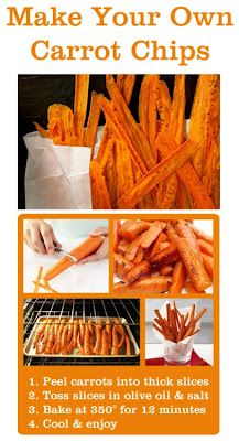 the instructions for how to make your own carrot chips are shown in this advert