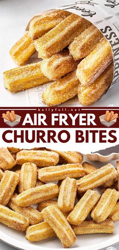 These Air Fryer Churro Bites are made with a few simple pantry items and just a bit of time. Coated in cinnamon-sugar, this Mexican pastry is crispy on the outside and tender on the inside. No oil needed! Air Fryer Churros Recipe, Air Fryer Churros, Churro Bites, Air Fryer Recipes Dessert, Air Fryer Recipes Snacks, Future Chef, Churros Recipe, Air Fryer Oven Recipes, Ninja Recipes