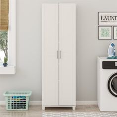 a laundry room with a washer and dryer