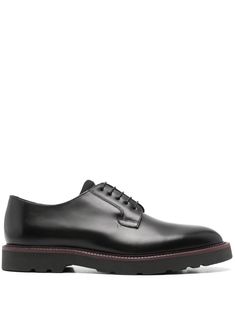 black calf leather almond toe branded leather insole low stacked heel rubber sole front lace-up fastening Chic Shoes, Shoe Boutique, Shoes Uk, Derby Shoes, Paul Smith, Casual Boots, Lace Up Shoes, Boots Men, Leather Men