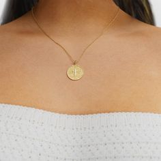 Give your Greek jewelry stack a dose of texture with the engraved Greek Lord's Prayer (Πάτερ Ημών) disc necklace. This unexpected design features a round pendant engraved with the words of the Lord's Prayer in Greek. A cross cutout in the center completes the design, which comes on a delicate and layerable chain. Cross Cutout, Jewelry Stack, Greek Icons, Arabic Jewelry, The Lord's Prayer, Lord's Prayer, Everyday Bracelet, Turquoise Bead Necklaces, Greek Jewelry