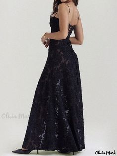 Olivia Mark - Lace Floral Patterned Sleeveless Dress with Embroidery, Elegant Evening Gown Elegant Evening Gown, Dress With Embroidery, Evening Gowns Elegant, Types Of Skirts, Olivia Mark, A Line Skirt, Evening Gown, Types Of Collars, A Line Skirts