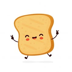 Bread Illustration Cute, Bread Illustration Design, Cute Bread Cartoon, Toast Doodle, Butter Cartoon, Pan Kawaii, Toast Cartoon, Toast Illustration, Toast With Peanut Butter