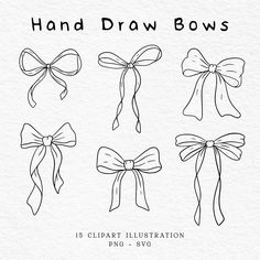 hand drawn bows with ribbons on white paper