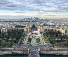 an aerial view of the eiffel tower in paris