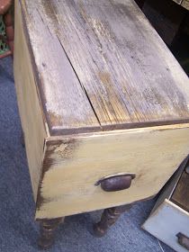 an old wooden box sitting on the floor