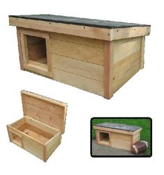 the dog house is made out of wood