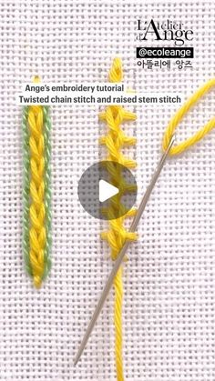 the video shows how to use two different knitting needles, one with yellow and green yarn