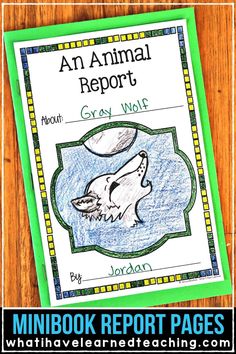 an animal report with the words gray wolf on it