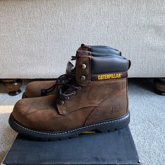 New Caterpillar Steel Toe Boots! Brown Shoe Boots, Sorel Caribou Boots, Clarks Originals Desert Boot, Caterpillar Boots, Brown Shoes Men, Ariat Boots, Steel Toe Boots, Hunting Boots, Canvas Boots