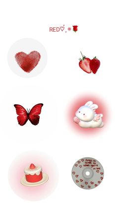 an image of different items in the shape of hearts and butterflies on a white background