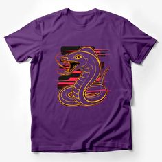 Graphic Snake T-Shirt, Bold Serpent Print Tee, Unisex Cotton Shirt, Street Style, Edgy Fashion Tops, Cool Animal Design Shirt Male T-Shirt Custom graphic T-Shirt.Customize your color Purple Graphic Tee With Sublimation Print, Purple Crew Neck Shirt With Screen Print, Purple Graphic Tee With Screen Print, Shirt Street Style, Street Style Edgy, Print Tee, Male T Shirt, Animal Design, Edgy Fashion