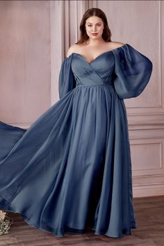 Gown Plus Size, Chiffon Gown, Satin Gown, Chiffon Long Sleeve, Prom Dresses Long With Sleeves, Puffy Sleeves