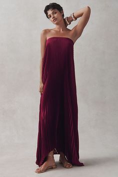 L'IDÉE Elle Strapless Pleated Gown Simple Maxi, Pleated Gown, Purple Fits, Guest Attire, Wedding Guest Dresses, Black Tie Wedding, Summer Beauty, Women Wedding Guest Dresses, Crepe Fabric