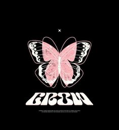 a pink butterfly with the word miss on it's back and white letters underneath