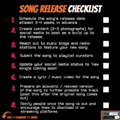 the song release checklist is shown in black and white