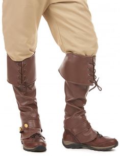 Sur-bottes marron simili cuir lacets et lanière cloutée adulte Pirate Garb, Medieval Outfit, Pirate Cosplay, Pirate Costume, Hair Clothes, Leather Boot, Leather Shops, Fantasy Clothing