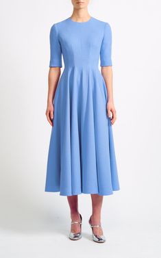 Georgie Wool Crepe Midi Dress by EMILIA WICKSTEAD for Preorder on Moda Operandi Marc Jacobs Dress, Blue Midi Dress, Work Attire, Moda Operandi, Blue Fashion