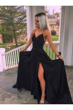 Black Long Prom Dresses, School Dance Dresses, Satin Dress Long, Elegant Prom Dresses, Beautiful Prom Dresses