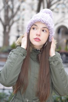 Merino Wool Chunky Knit Hat Wool Pom Pom Hand Knit Hat Oversized Knitting Handknit Hat Winter Lavender Knit Hat Super Chunky Christmas Gift# Beautiful, high quality hand knit Pom Pom Merino Wool Hat. This is the Lavender color in the picture. Keep out the wind and cold, super soft, non allergenic against your skin. Soft enough for a baby. This cozy, chunky hat is made of 100% Merino wool. Merino wool is incredibly soft, warm and hypo-allergenic natural wool. The finest wool strands are hand spli Casual Purple Knitted Beanie, Casual Hand Knitted Purple Beanie, Winter Soft Knit Crochet Hat, Winter Purple Knitted Hat, Casual Warm Purple Hat, Hand Knitted Purple Beanie For Winter, Purple Hand Knitted Beanie For Winter, Casual Warm Purple Beanie, Purple Yarn Beanie For Winter