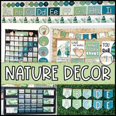 a collage of nature decor with words and pictures