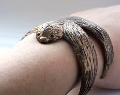 Sloth. On. My. Arm. Now.  Sloth Bracelet Sloth Jewelry Sloth Cuff Sloth by jtopolski Sloth Sculpture, Sloth Things, Sloth Stuff, Sloth Accessories, Wolf Meme, Sloth Jewelry, Sloth Sleeping, Sloth Life, Sculpture Animal