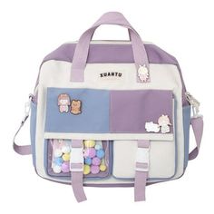 Pretty Color-Block Multi Pockets School Bags - Bobo's House Trendy Purple Shoulder Bag With Pockets, School Shoulder Bag With Zipper Pocket In Purple, Purple School Bag With Cell Phone Pocket, Purple Shoulder Bag For School With Zipper Pocket, Crossbody Diaper Bag With Pockets For Daily Use, Purple Shoulder Bag With Zipper Pocket For School, Back To School Satchel Shoulder Bag With Pockets, Student Shoulder Bag With Pockets For Back To School, Multifunctional Crossbody Shoulder Bag For School