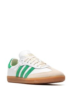 Find ADIDAS X Sporty & Rich Samba Low-top Sneakers on Editorialist. white/green calf leather logo print to the side signature 3-Stripes logo round toe front lace-up fastening logo patch at the tongue branded insole flat rubber sole These styles are supplied by a premium sneaker marketplace. Stocking only the most sought-after footwear, they source and curate some of the most hard to find sneakers from around the world. Reebok Club C, Round Logo, Sporty And Rich, Adidas X, Summer Beach Wear, Nike Air Max 97, Leather Logo, Derby Shoes, Espadrille Shoes