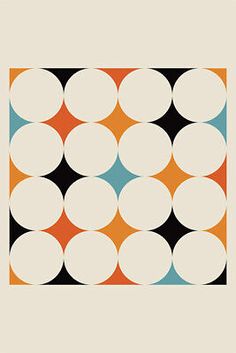 an orange, black and white pattern with circles on it's surface is shown