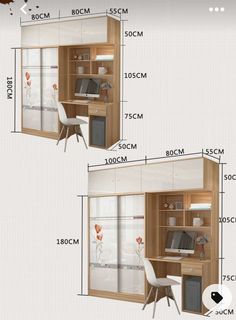 the size and measurements of a small desk in a room with two shelves on each side