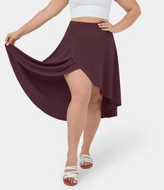 Women’s Breezeful™ High Waisted Asymmetric Ruffle High Low Flowy 2-in-1 Quick Dry Dance Plus Size Skirt - Halara Leggongs Skirt, Red Highlow Skirt, Cheap Flowy Skirt Bottoms With Pockets, High Low Western Skirt, Plus Size Flair Skirt, Side High Low Skirt, Casual High Low Skirt, Teal High Low Skirt, High Low Wrap Skirt Pattern