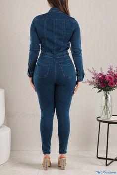 Orcajump - Womens Slim-Fit High-Waisted Denim Jumpsuit with Tapered Legs Loose Fit Shirts, Pant Length, Boot Cut Denim, High Rise Denim, Jeans Jumpsuit, Denim Jumpsuit, High Waisted Denim, Wide Leg Trousers, Tapered Legs