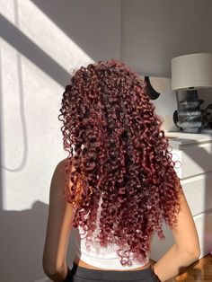 hair trends outfit inspo 2024 aesthetic cherry red hair curly hair Red Color On Curly Hair, Curly Red Hair Highlights, Deep Red Hair Color Curly, Burgundy Curly Hair Highlights, Cherry Red Hair Curly Highlights, Cherry Red Curly Hair Black Women, Curly Cherry Brown Hair, Deep Cherry Red Hair Curly, Dark Red Highlights Curly Hair