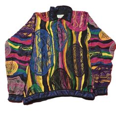 Vintage 90s Coogi Australia Sweater - Iconic Retro Fashion Step back into the vibrant 90s with this authentic vintage Coogi Australia sweater! Renowned for their bold, eye-catching designs and luxurious feel, Coogi sweaters are a must-have for any retro fashion enthusiast or collector. Features: Era: 1990s Brand: Coogi Australia Material: 100% Cotton (Luxuriously soft and breathable) Design: Multicolored, intricate knit pattern that Coogi is famous for Fit: Unisex, fits like a cozy oversized swe Streetwear Jacquard Knit Long Sleeve Tops, Jacquard Knit Long Sleeve Tops For Streetwear, Multicolor Cotton Jacquard Knit Sweater, Retro Long Sleeve Cotton Polo Sweater, Multicolor Long Sleeve Sweater For Streetwear, Multicolor Long Sleeve Streetwear Sweater, 90s Style Knitted Tops For Fall, 90s Knitted Tops For Fall, Vintage Winter Patchwork Tops