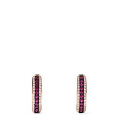 Effy Ruby Royale 14K Rose Gold Ruby and Diamond Hoop Earrings, 0.55 TCW Rose Stone, Ruby Bracelet, Diamond Hoop Earrings, Bird Feathers, Gold Rose, Embroidered Friendship Bracelet, Round Diamonds, Gold Metal, Ruby