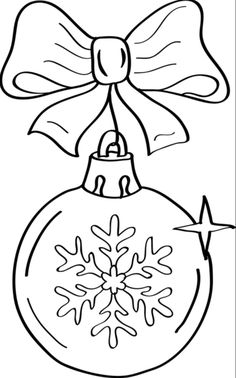 a christmas ornament with a bow on top and snowflakes around it