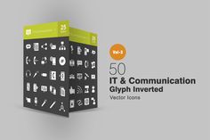 the 50 it and communication glyph inverted icons are displayed in this box with an orange circle