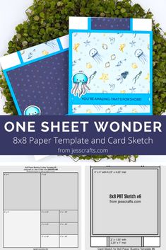 the one sheet wonder 8x8 paper template and card sketch