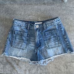 Cute, High Rise Shorts. Never Worn They Were Part Of My Stitch Fix And Sadly Just Too Short For My Style.. I Never Returned Them So My Loss- Your Gain! Cutoff Shorts With Pockets For Vacation, Vacation High-waist Jean Shorts With Pockets, Cutoff Bottoms With Pockets For Vacation, Medium Wash Beach Shorts With Pockets, Medium Wash Jean Shorts With Pockets For Beach, Vacation Cutoff Bottoms With Pockets, Beach Shorts With Pockets In Medium Wash, Mid-rise Jean Shorts With Pockets For Vacation, High-waisted Jean Shorts With Pockets For Vacation