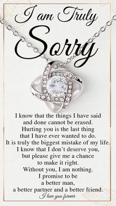 I'm Sorry Gifts - Apology Gifts For Her, I Love You Im Sorry Gifts For Her, I Hope You Can Forgive Me, Giant Sorry Necklace, Say Sorry Jewelry For Girlfriend, Wife, Friend With Meaningful Message Biggest Mistake Of My Life, Be A Better Man, Im Sorry Gifts, You Dont Deserve Me, Apology Gifts, Sorry Gifts, I Am Nothing, Love Quotes With Images, I Am Sorry